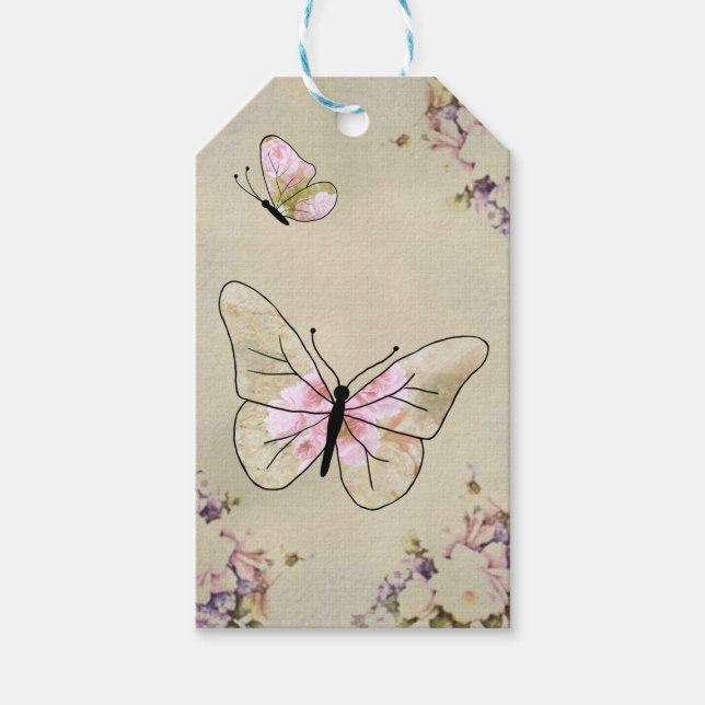 Kirschblütenschmetterling Geschenkanhänger (Vorderseite)