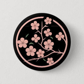 Kirschblütensymbol, Minimalismus, Rosa, Japanisch Button