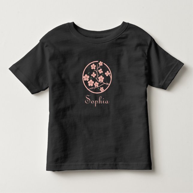 Kirschblütensymbol, Minimalismus, Rosa Kleinkind T-shirt (Vorderseite)