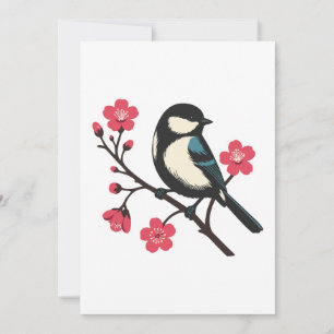 Kirschblütenvogel - Frühling Serenität Kunst Einladung