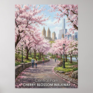 Kirschblütenweg Central Park Poster