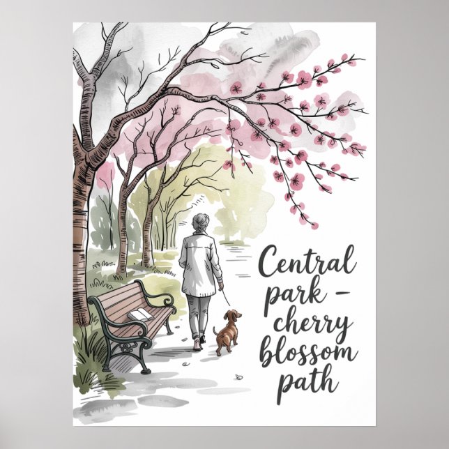 Kirschblütenweg im Central Park Poster (Vorne)