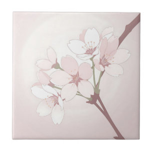 Kirschblütenzweig Soft Minimalist Japanisch Fliese