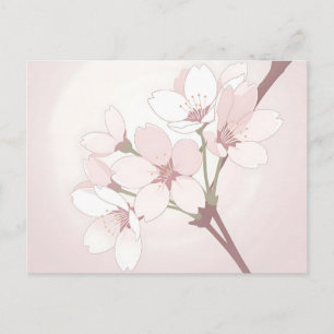 Kirschblütenzweig Soft Minimalist Japanisch  Postkarte