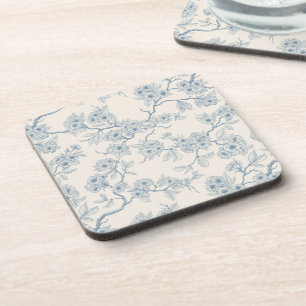 Kirschblütenzweige in Blau und Creme Getränkeuntersetzer