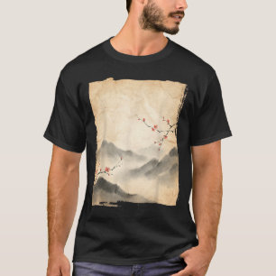 Kirschblütenzweige Japanische Tuschmalerei Kunst T-Shirt