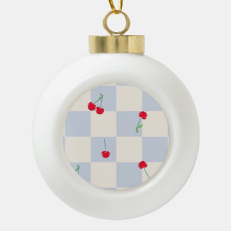 Kirschdelight-Karo Keramik Kugel-Ornament