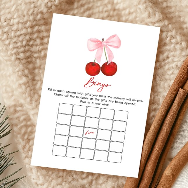 Kirsche auf dem Baby-Shower-Bingo-Spiel (Coquette Cherry on Top Baby Shower Game)