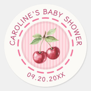 Kirsche auf dem Baby-Shower-Kuchen Runder Aufkleber