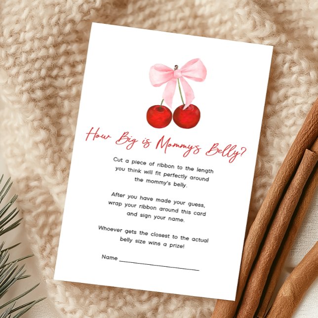 Kirsche auf dem Baby-Shower-Spiel Wie groß ist (Coquette Cherry on Top Baby Shower Game)