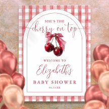 Kirsche auf dem Baby-Shower-Willkommensschild