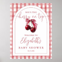 Kirsche auf dem Baby-Shower-Willkommensschild