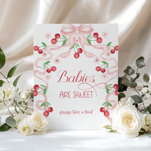 Kirsche auf dem Kopf Babys sind süß Rosa Schleife Poster