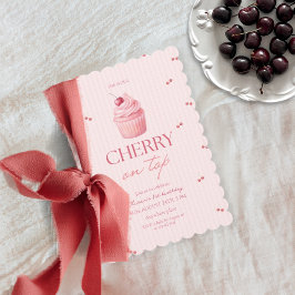 Kirsche auf dem Mädchen zum 1. Geburtstag Einladung