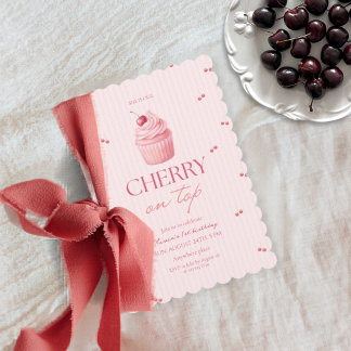 Kirsche auf dem Mädchen zum 1. Geburtstag Einladung