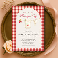 Kirsche auf der Wäscheleine Gingham Baby Shower
