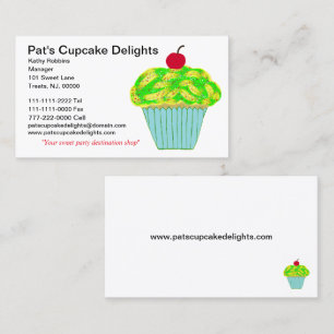 Kirsche auf gelb-grüner Vanille-Cupcake mit Zucker Visitenkarte