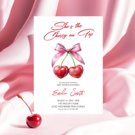 Kirsche auf rosa Schleife Baby Shower Einladung