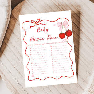 Kirsche auf rosa Schleifen-Baby-Party Namens-Rate-