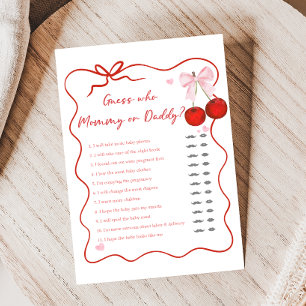 Kirsche auf rosa Schleifen-Baby-Party-Ratspiel