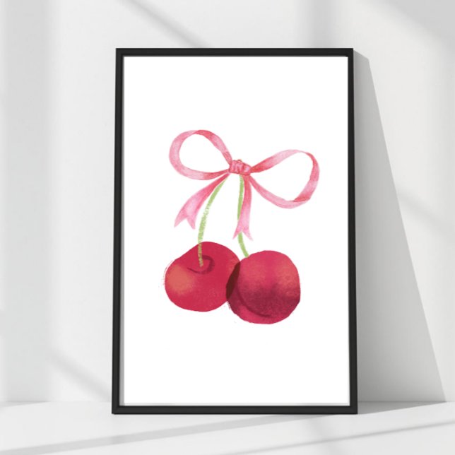 Kirsche & Bogen Wandkunst – 24x36 Poster, Kinderzi Poster (Cherry & Bow Wall Art – Available in 24x36, 16x24, 12x18, 8x12 & 4x6. Perfect for nurseries, kitchen)