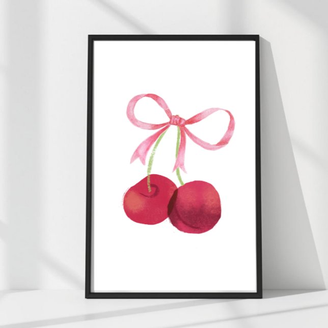 Kirsche & Bogen Wandkunst – 8x12 Poster (Mix & match sizes: Cherry & Bow wall art in 24x36, 16x24, 12x18, 8x12 & 4x6.)