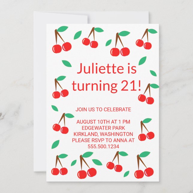 Kirsche Einladung (Vorderseite)