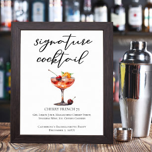 Kirsche French 75 Ihr Hochzeits-Signatur-Cocktail Poster