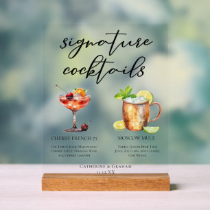 Kirsche French 75 Moscow Mule Signature-Cocktails Acrylschild