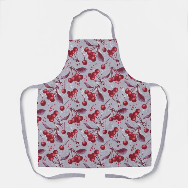 Kirsche mit blauem Hintergrund Schürze (Vorderseite)