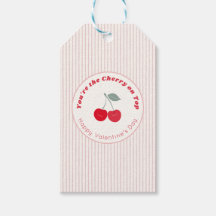 Kirsche Oben Retro Pinstripe Valentinstag Rot Crem