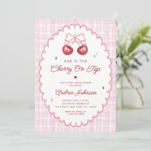 Kirsche obendrauf Preppy Vintage-Bogen Hochzeitssh Einladung