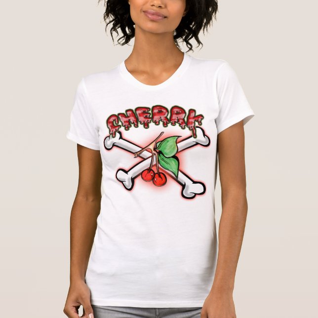Kirsche u. gekreuzte Knochen T-Shirt (Vorderseite)