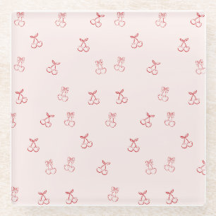 Kirsche Umriss Minimalismus Glasuntersetzer