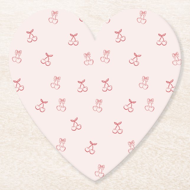 Kirsche Umriss Minimalismus Untersetzer (Vorderseite)