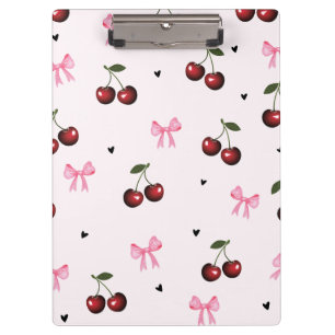 Kirsche- und rosa Schleifen Muster - Coquette-Ästh Klemmbrett
