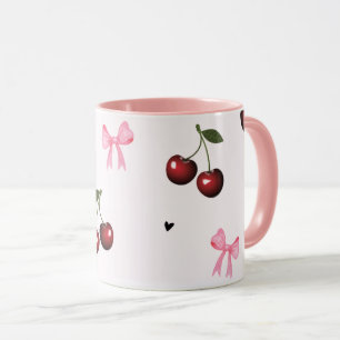 Kirsche- und rosa Schleifen Muster - Coquette-Ästh Tasse