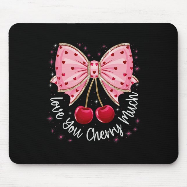 Kirsche und Schleifen Süße Kirsche Liebe dich Kirs Mousepad (Vorne)