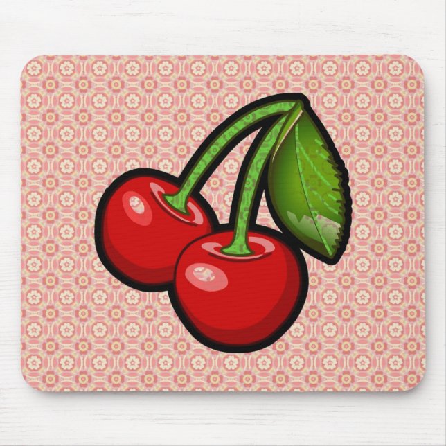 Kirschen auf Blume Mousepad (Vorne)