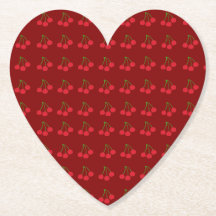 Kirschen auf roten Untersetzer (Set von 6 Jahren)