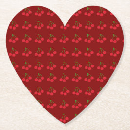 Kirschen auf roten Untersetzer (Set von 6 Jahren)