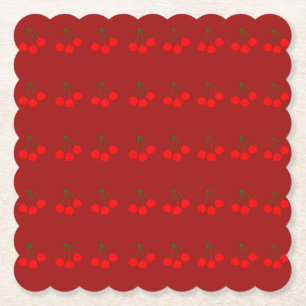 Kirschen auf Untersetzer aus Maronpapier (Set 6)