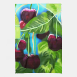 Kirschen aus den Zweigen Kirsche rot grün Geschirrtuch
