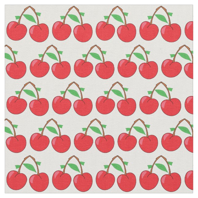 Kirschen Hellrotes Illustriertes Obst Stoff (Nahaufnahme)