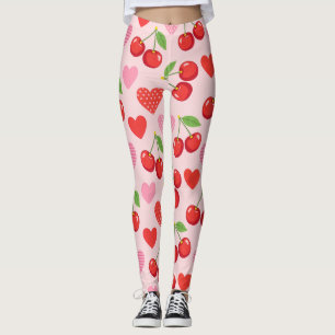 Kirschen & Herz Nahtloses Muster Leggings