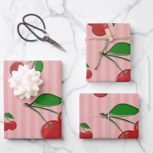 Kirschen-Illustration Geschenkpapier Set