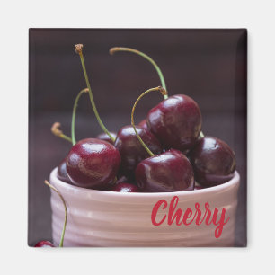 Kirschen in rosa Schüssel für Obstliebhaber Magnet