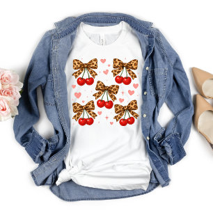 Kirschen Leopard Gepard Schleife Kokette Ästhetik T-Shirt