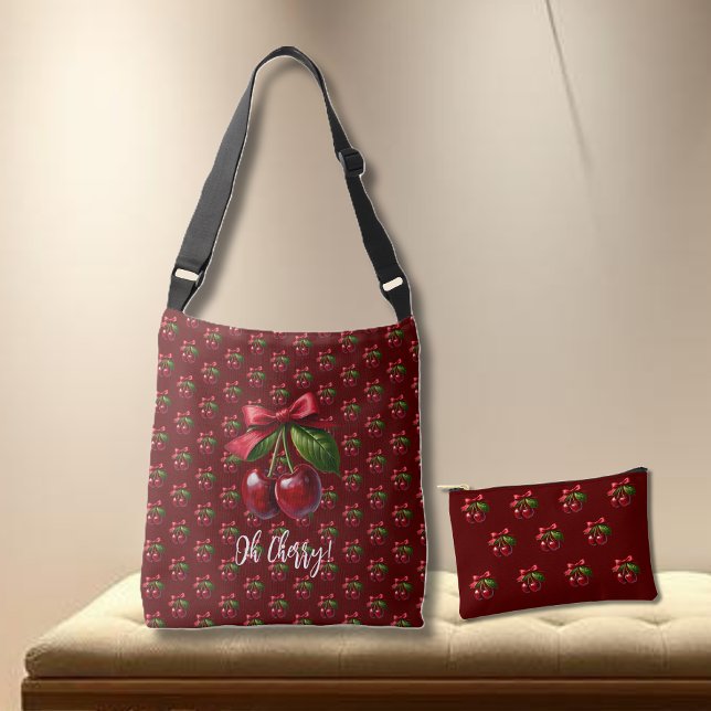 Kirschen mit A Bow Zubehörtasche (Cherries with a Bow-Oh Cherry-Tote Bag and small Pouch)