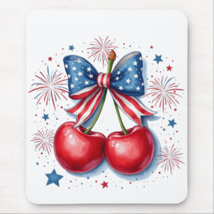 Kirschen mit Coquette Bow 4. Juli Amerikaner Mousepad